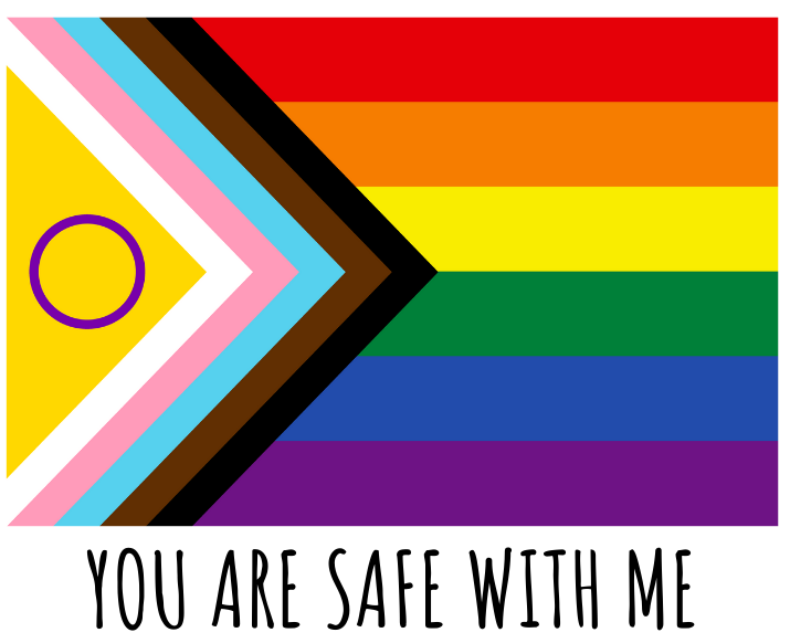 Progress Pride Flagge mit Spruch you are safe with me